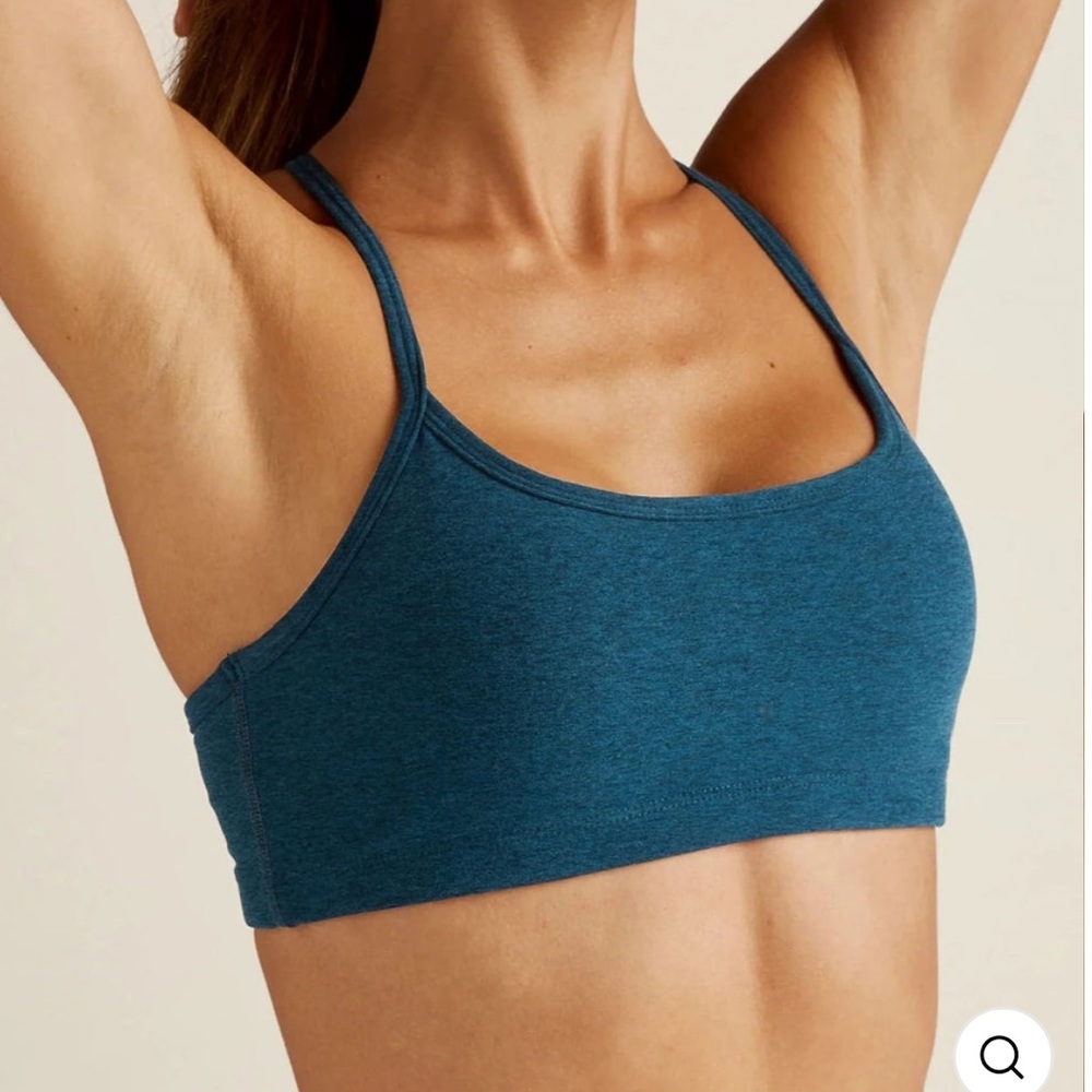 Beyond Yoga Spacedye Slim Racerback bra in color blue glow Heather